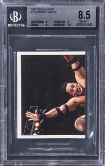 1997 Panini WWF Superstars Stickers #123 Rocky Maivia Rookie Card - BGS NM-MT+ 8.5